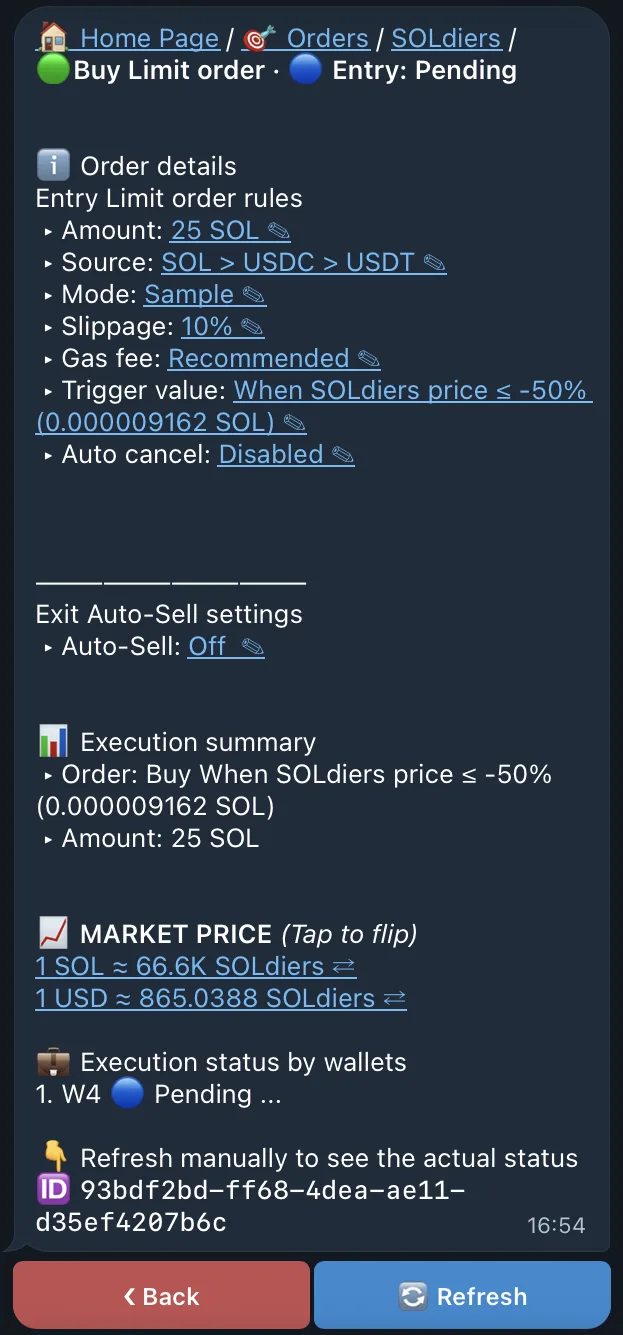 A selected QZAR order detail shows its trigger, wallet status, expiry, and available management actions