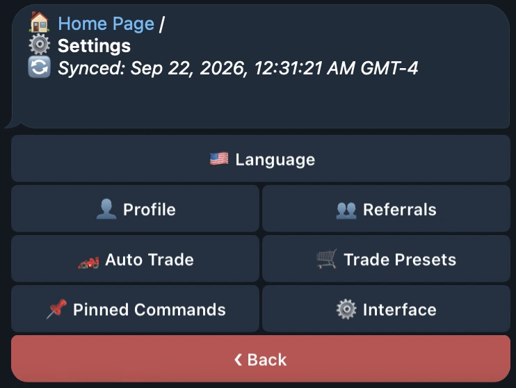 The QZAR Settings menu, whose buttons and warnings can be compared against this guide to confirm the real bot